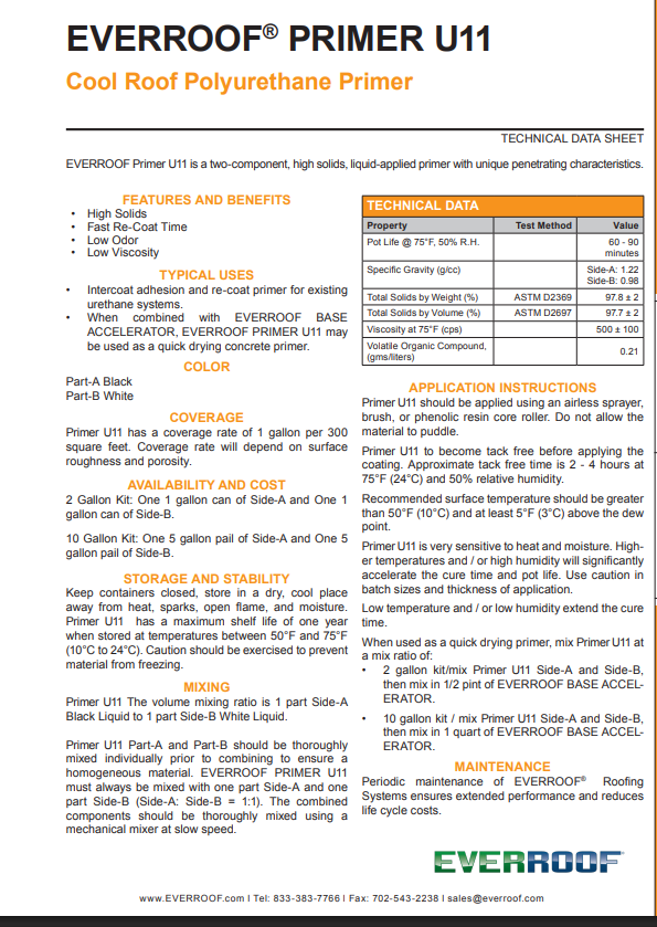 EverRoof Primer U11 Technical Data Sheet (TDS)