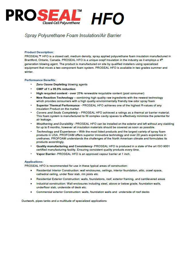 Elastochem Proseal 2.0 HFO Technical Data Sheet (TDS)