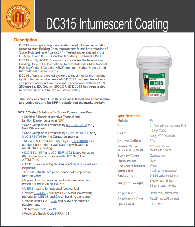 DC-315 Technical Data Sheet (TDS)