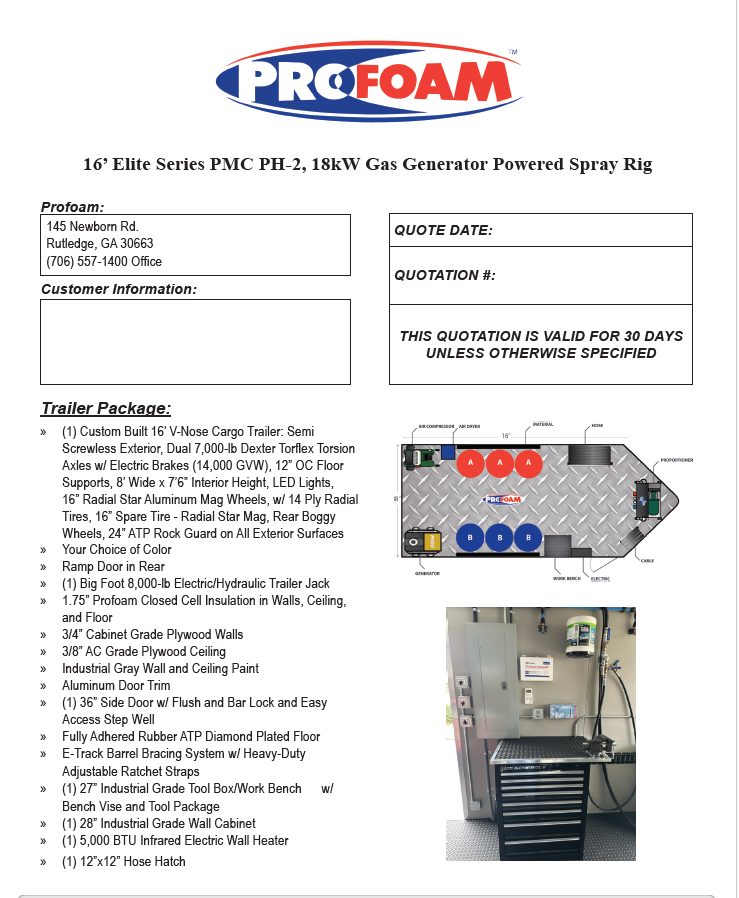 16’ Elite Series PMC PH-2, 18kW Gas Generator Powered Spray Rig