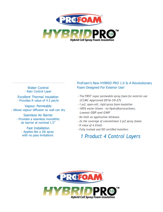 Profoam HybridPro 1.0 Attribute, Test, and Results Document