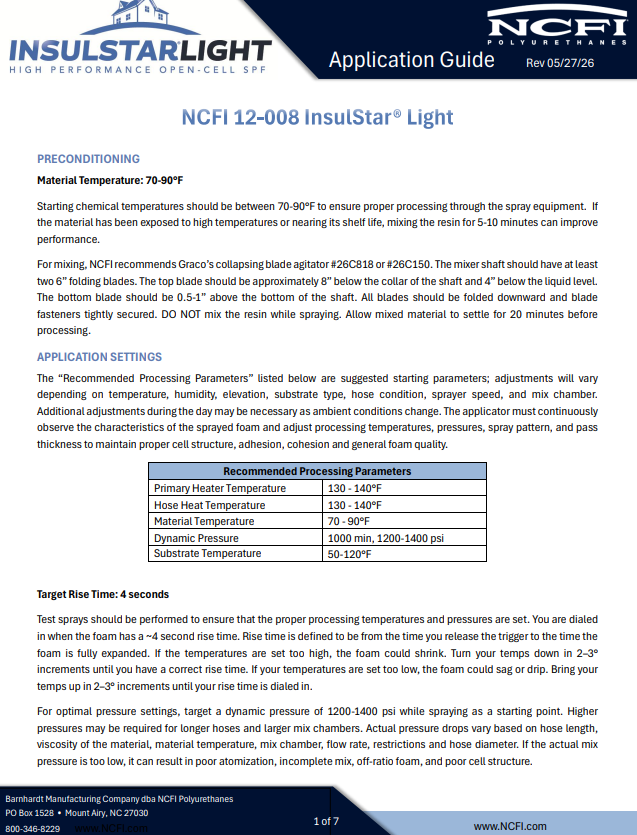 NCFI 12-008 InsulStar Light Application Guide