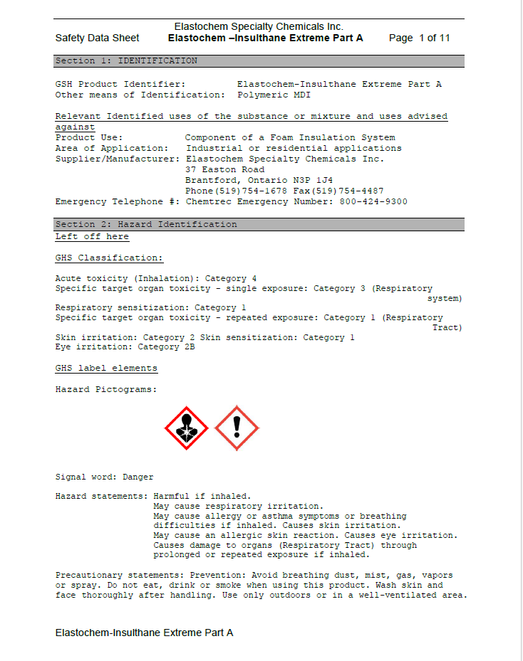 Elastochem CC HFO Safety Data Sheet (SDS)