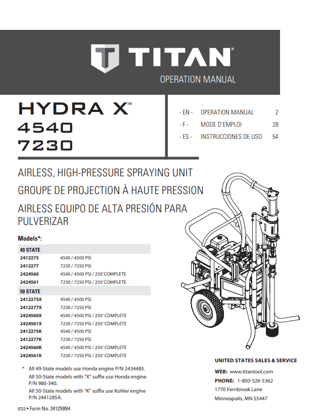 Titan Hydra X Operation Manual