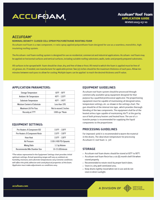 Accufoam Roofing Foam Application Guide