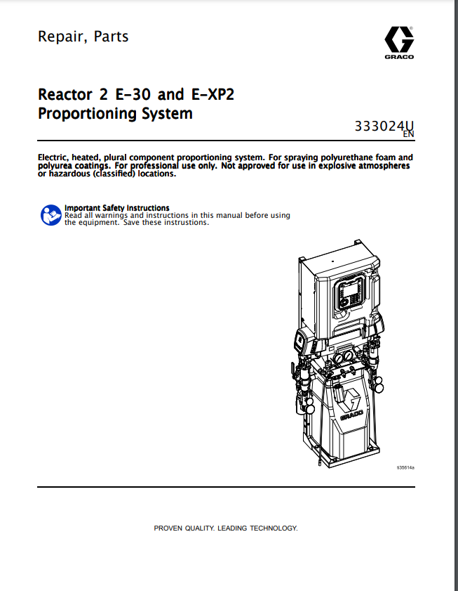 Graco Reactor 2 E-30 and E-XP2 Repair and Parts Manual