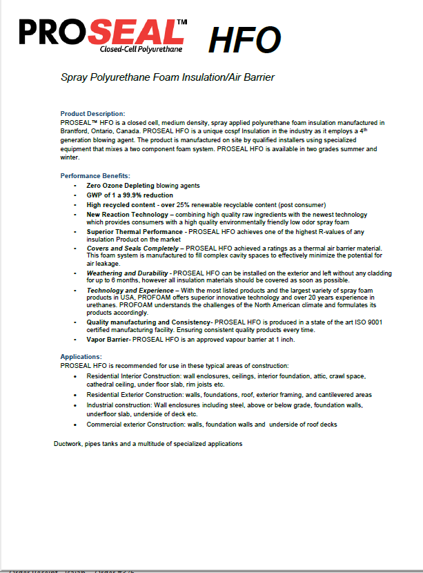 ProSeal HFO Elastochem Technical Data Sheet (TDS)