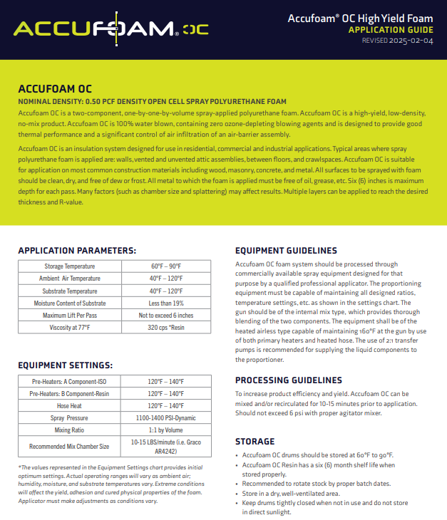 Accufoam Open Cell Application Guide