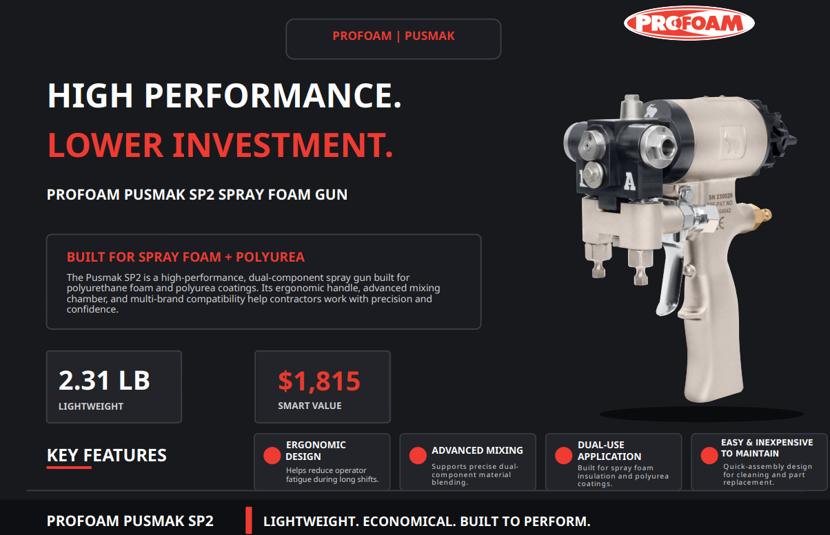 Profoam Pusmak SP2 Spray Foam Gun Brochure