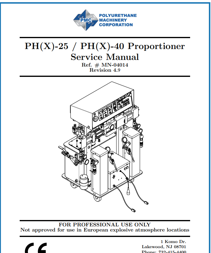 PMC PH/PHX-25/PH/PHX-40 Proportioner Service Manual