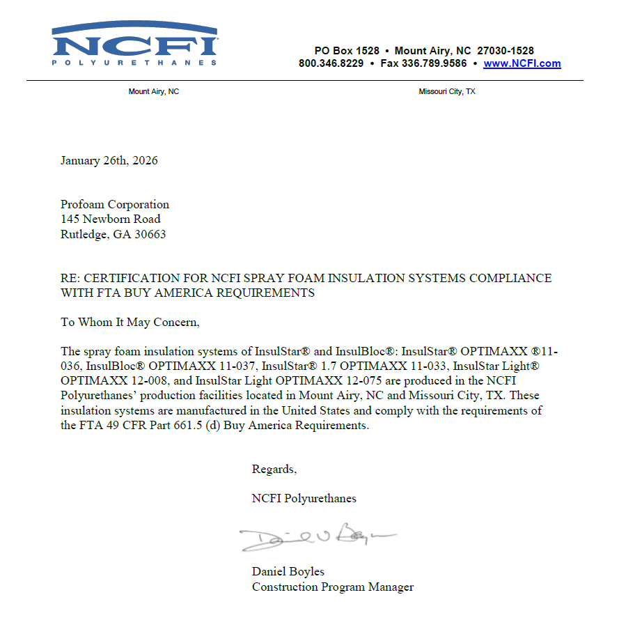 NCFI Buy America Requirements