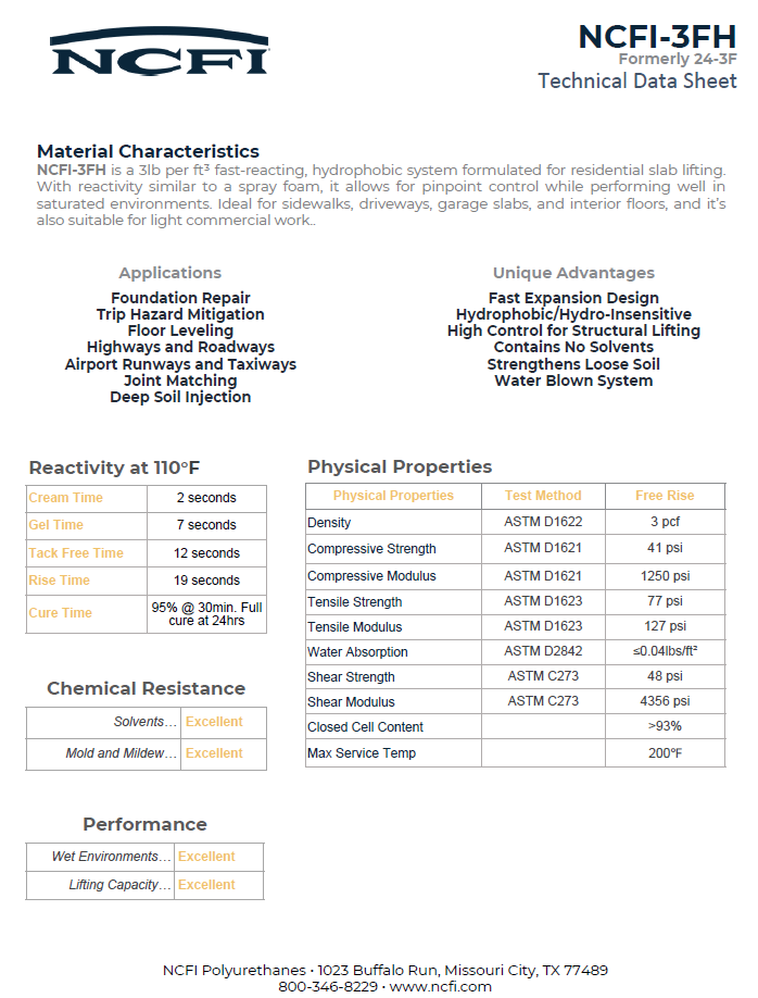 NCFI Terrathane 24-3F Technical Data Sheet (TDS)