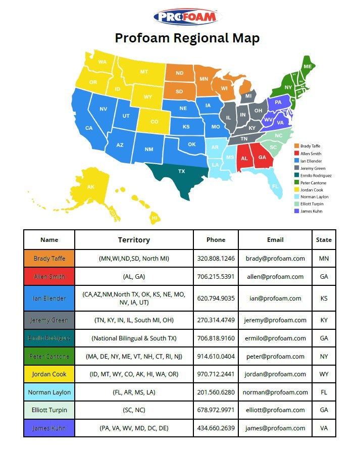 Profoam Regional Map