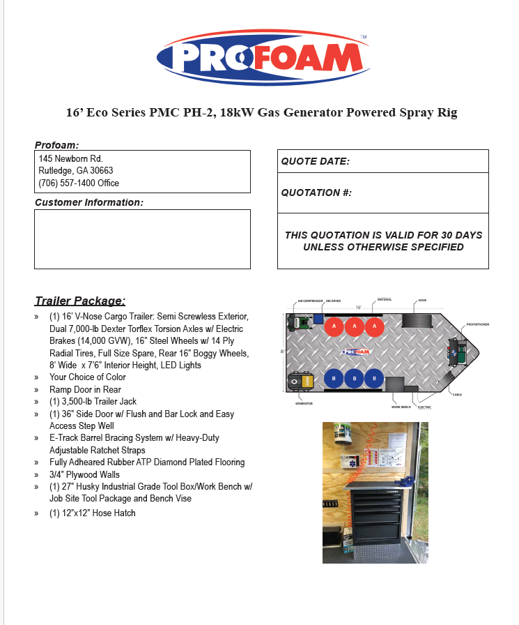 16’ Eco Series PMC PH-2, 18kW Gas Generator Powered Spray Rig