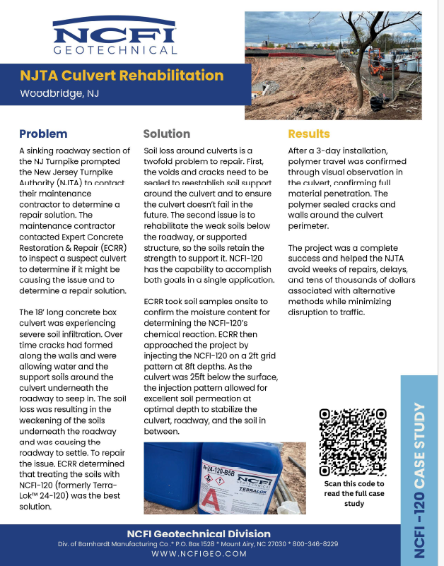 NCFI Case Study: NJTA Culvert Rehabilitation