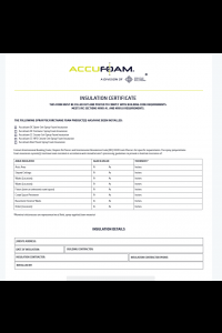 Accufoam Insulation Certificate