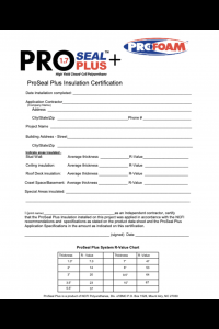 Profoam ProSeal Plus Insulation Certification