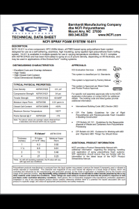 NCFI 10-011 2.8# HFC Foam Technical Data Sheet (TDS)