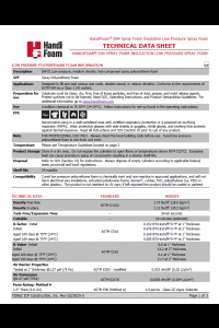 Handi-Foam E84 Spray Foam Insulation Technical Data Sheet (TDS)