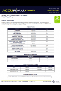 Accufoam Closed Cell HFO Foam Technical Data Sheet (TDS)