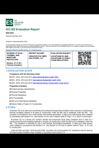 Accufoam Open Cell/ Closed Cell Evaluation Report- ESR-5254