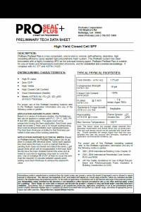 Profoam ProSeal Plus 1.7# HFO High Yield Technical Data Sheet (TDS)