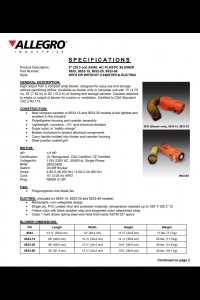 Allegro Axial Blower Specification Sheet