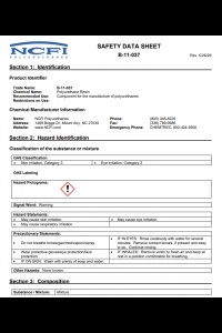 NCFI B-11-037 Safety Data Sheet (SDS)