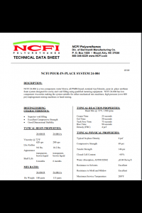 NCFI Pour In Place System 24-004 Technical Data Sheet (TDS)