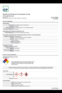 Handi-Foam E84 Spray Foam Insulation B Side Safety Data Sheet (SDS)