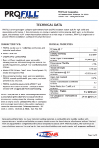 Profoam ProFill Open Cell Technical Data Sheet (TDS)