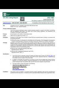 Accufoam Closed Cell HFO ICC Report-ESL-1592