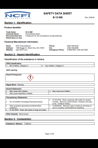 NCFI B-12-008 Safety Data Sheet (SDS)