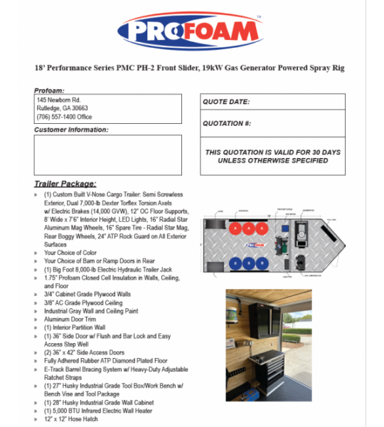 18’ Performance Series PMC PH-2 Front Slider 19kw Gas Generator Powered Spray Rig