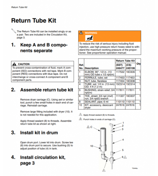 Graco Drum Return Tube Accessory Kit