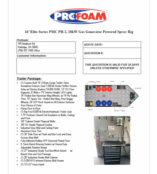 16' Elite Series PMC PH-2 18kw Gas Generator Powered Spray Rig