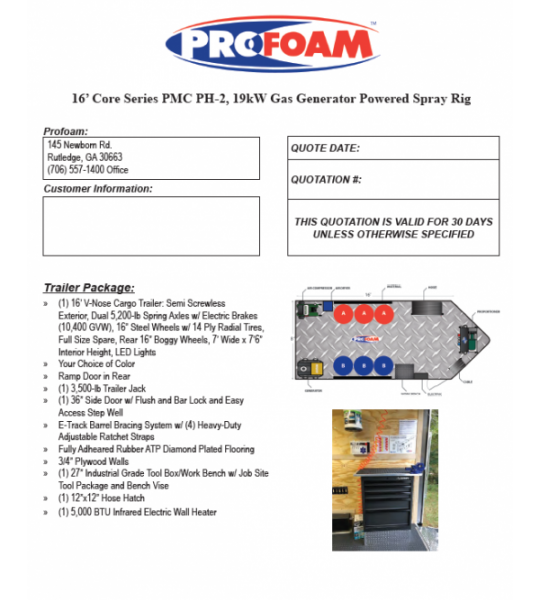 16' Core Series PMC PH-2 19kw Gas Generator Powered Spray Rig